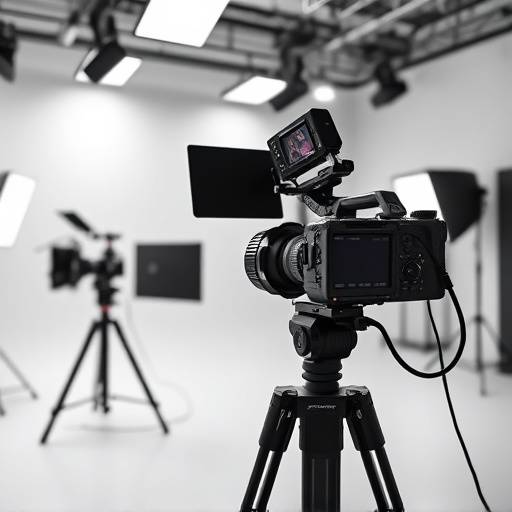 Billede af Lydklar Studios' video setup med kameraer og lys