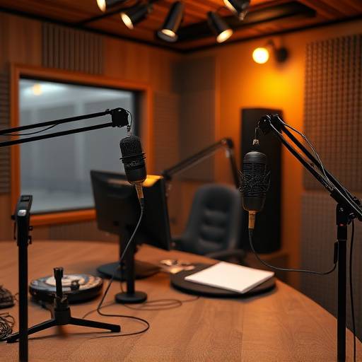Podcast studie med mikrofoner og lydudstyr